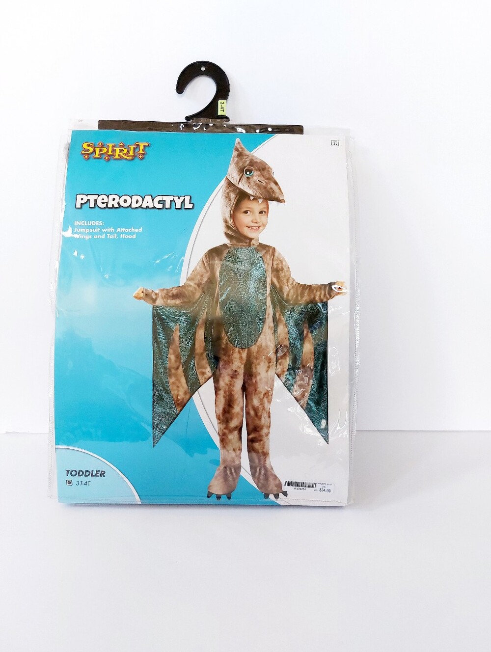 2pc Pterodactyl Dinosaur Costume 3-4T Spirit Halloween Jurassic Toddler